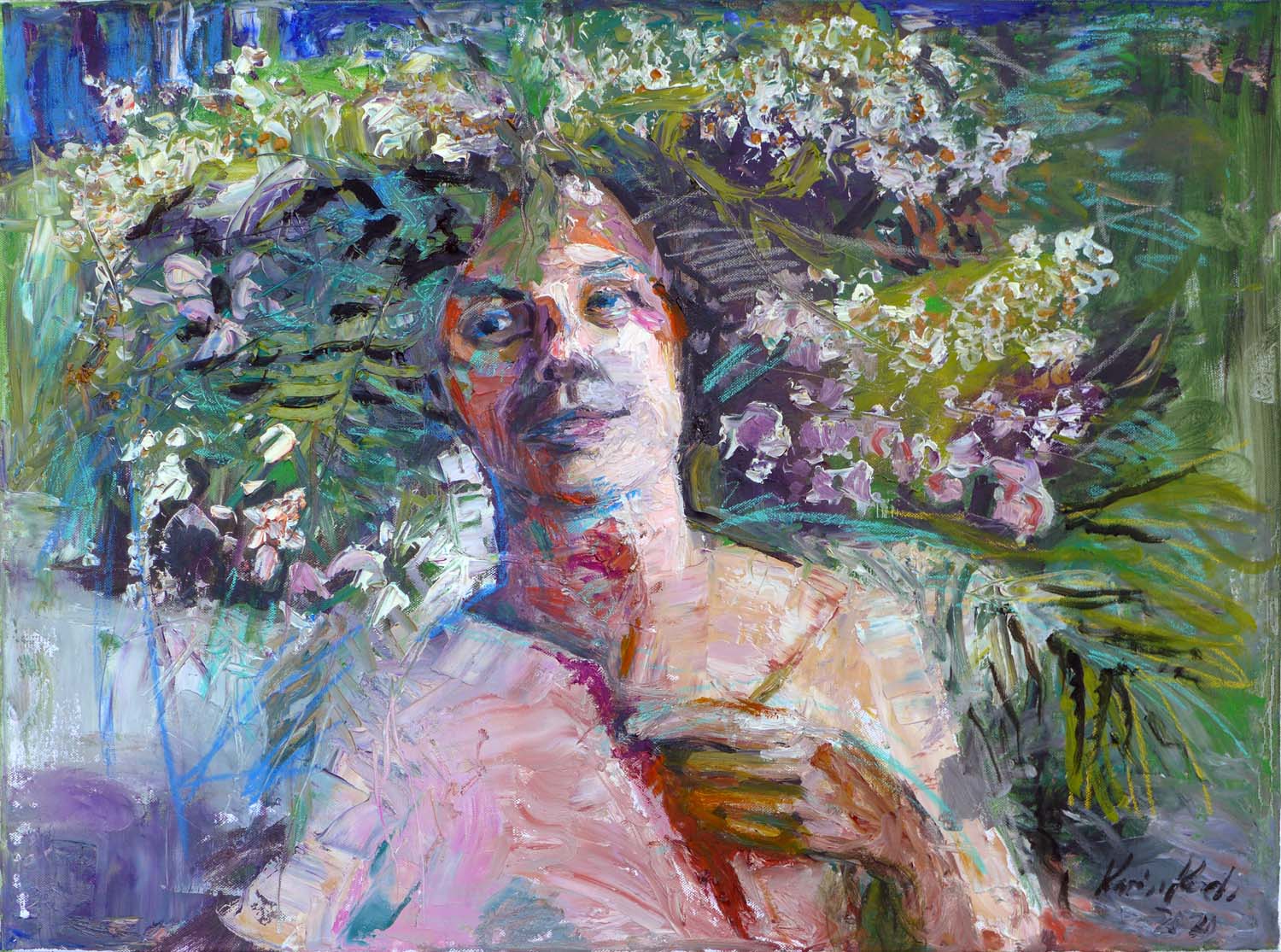 Blumenfrau, Acryl auf Leinwand, 60 x 80 cm